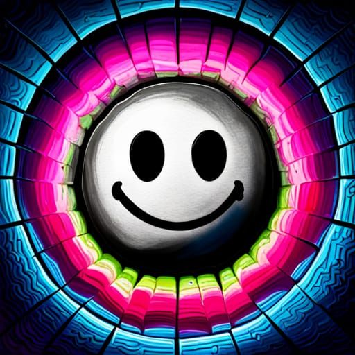 Colorful Smiley Face Graffiti Art