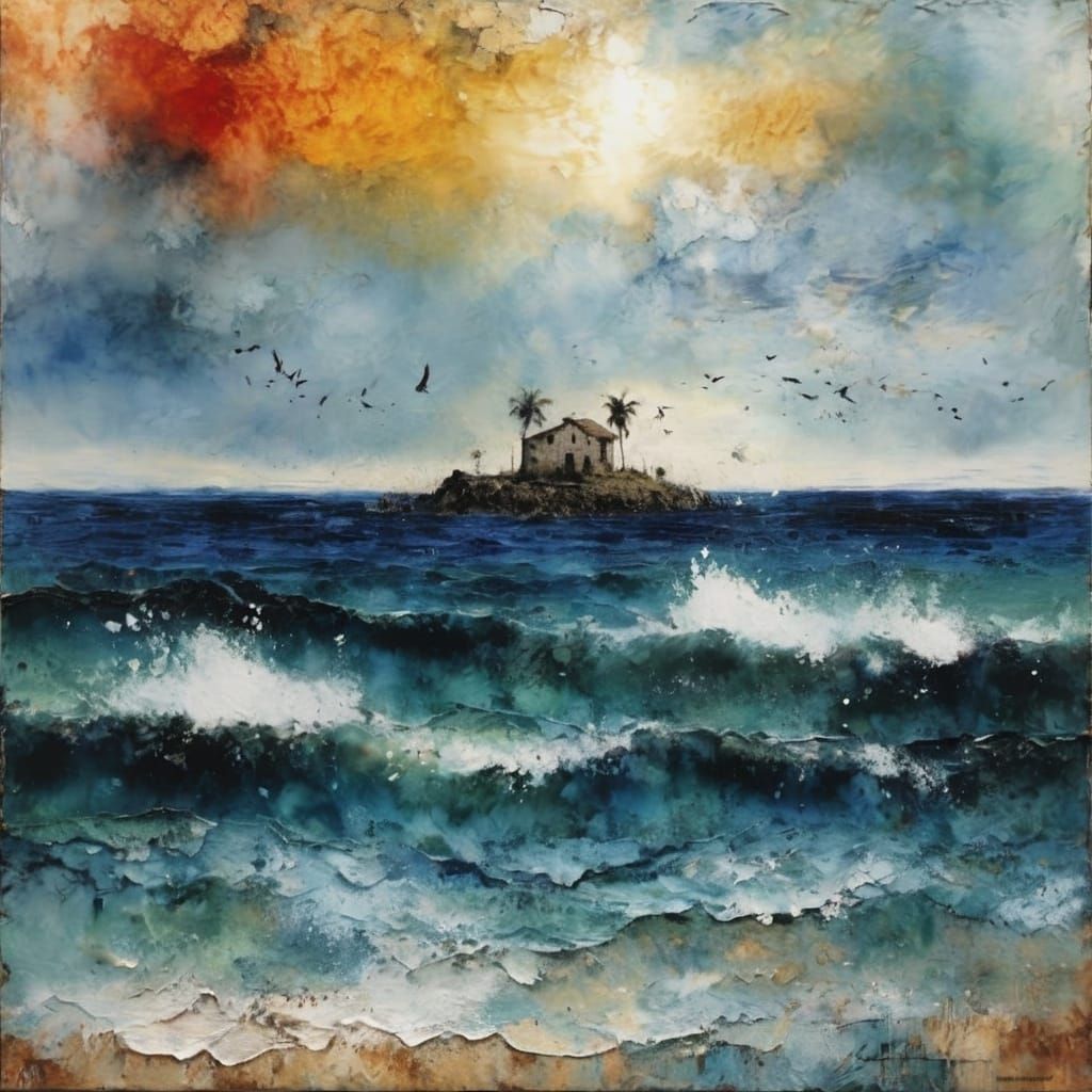 Expressionist Painting of Echoes and Silences in Summer Colo...