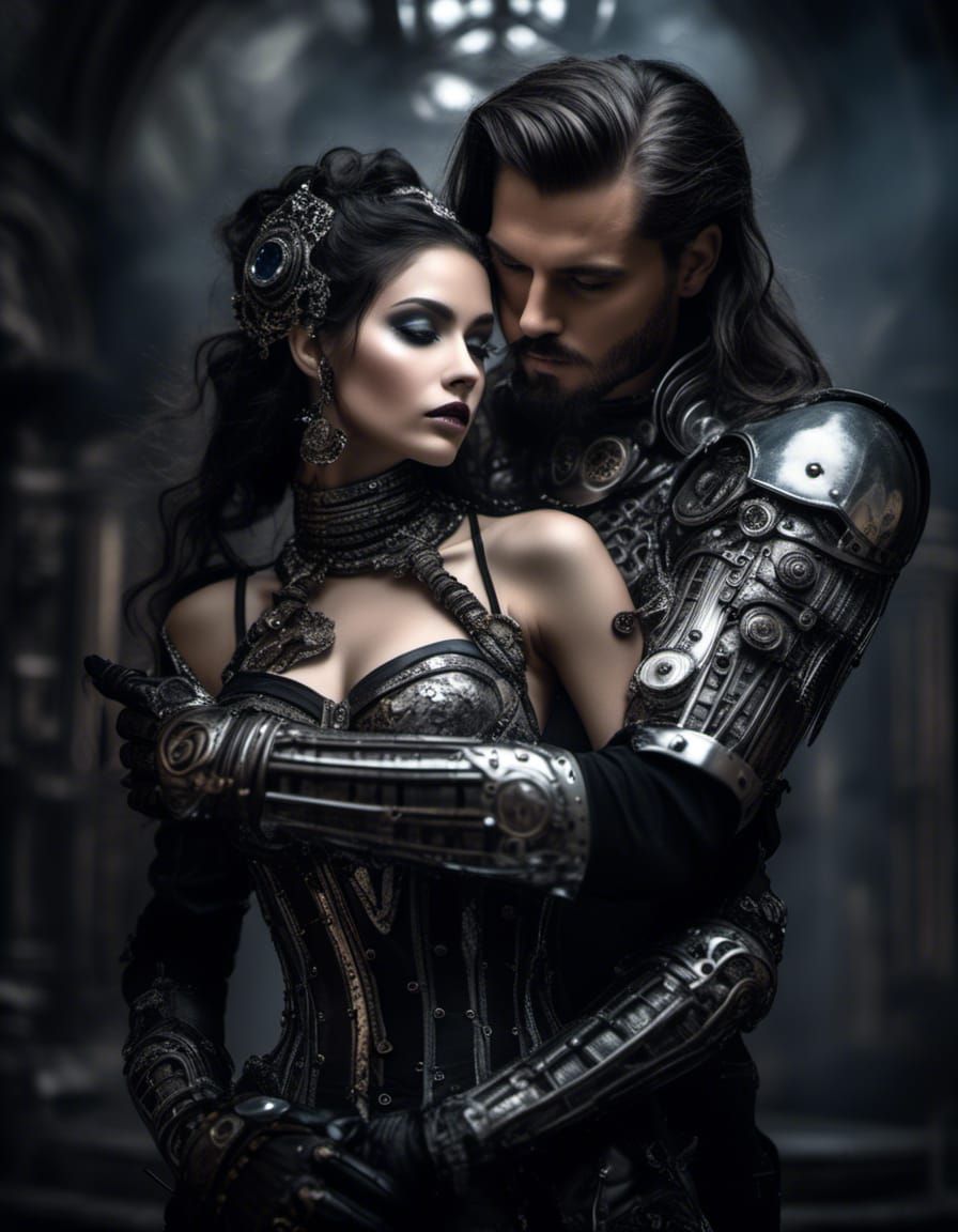 Human Embraces Cyborg: Hyperreal Mixed-Media Photography