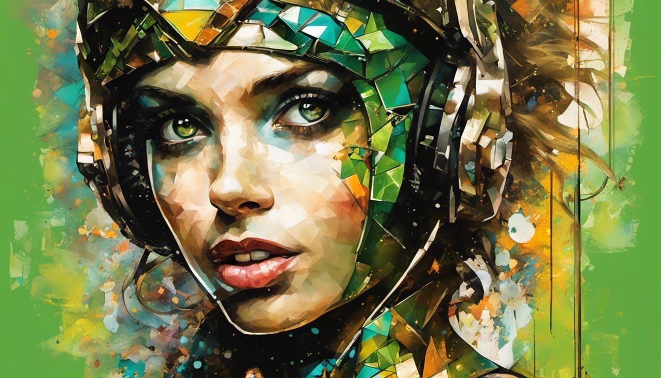 Wonder Girl in Pop Art Mosaic Collage