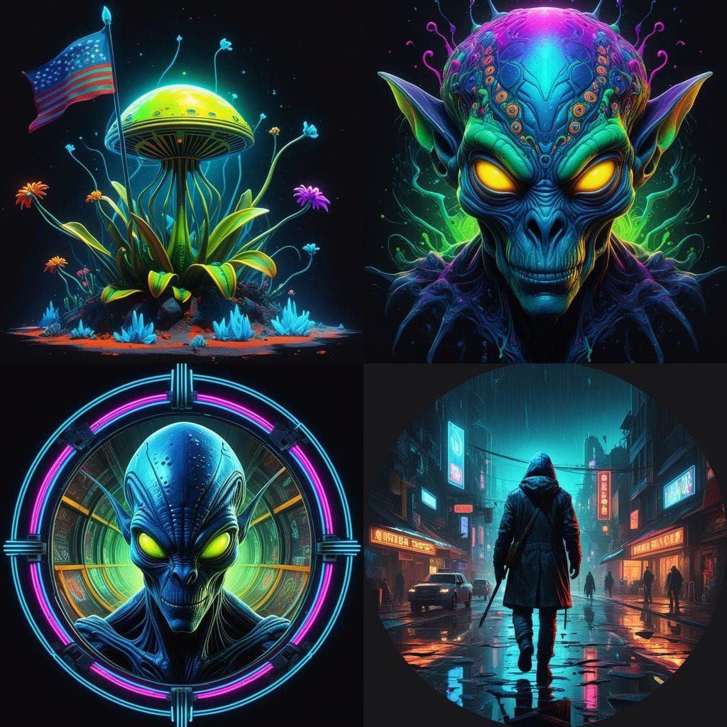 Psychedelic Neon Underground Comix Art