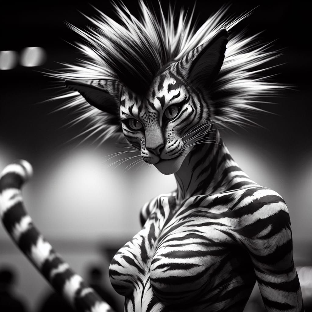 Graceful Tiger Catgirl with Striking Stripes
