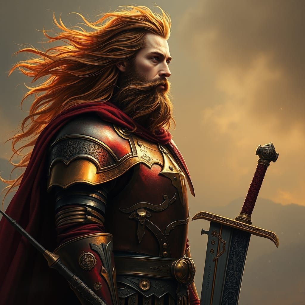 Statuesque Cavalier in Mystical Armor, Matte Painting