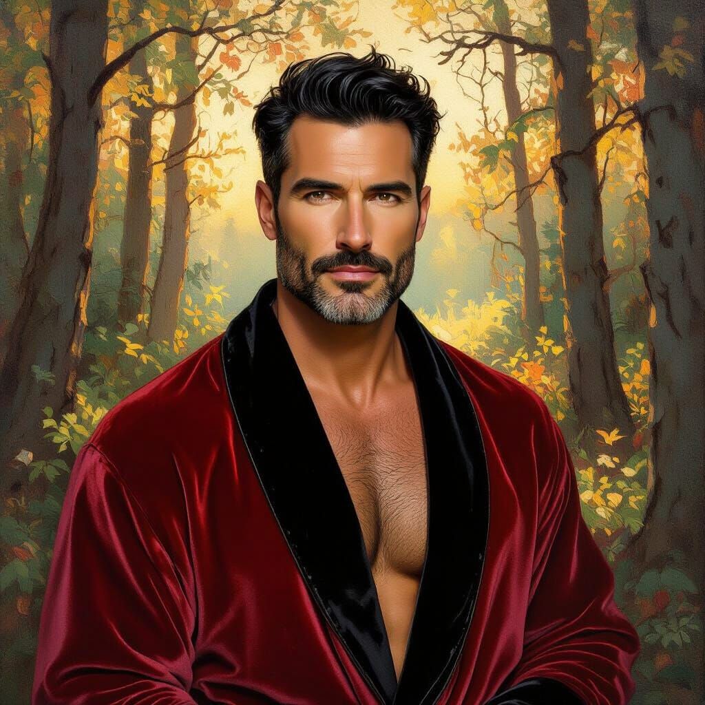 Impressionist Portrait of Man in Velvet Robe