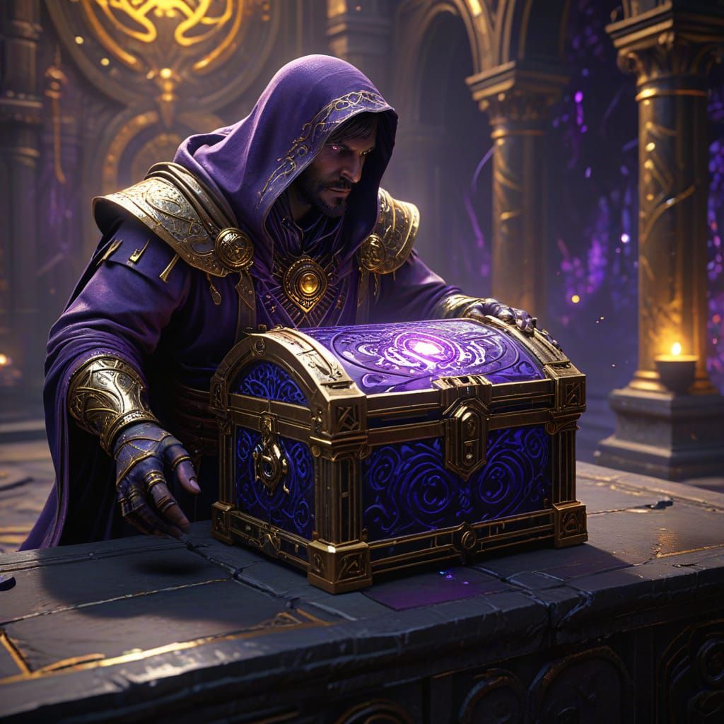 Dark Fantasy Treasure Chest Encounter in Labyrinth