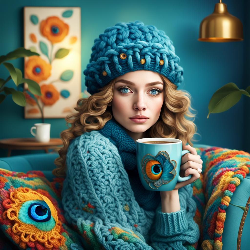 Whimsical Lady in a Cozy Morning Scene