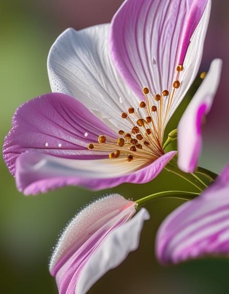 Hyperrealistic Trillium Flower with Dew Drops