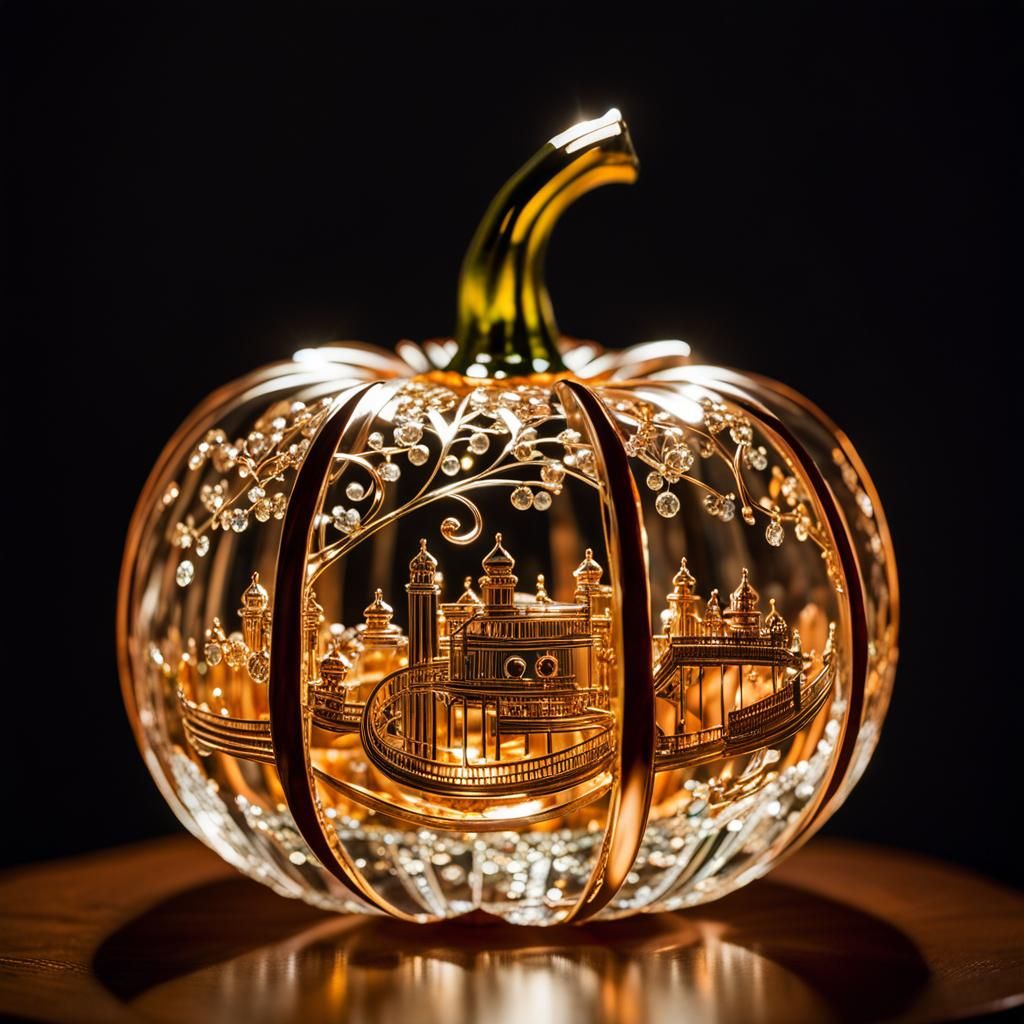 Crystal Pumpkin with Musical Instruments Inside