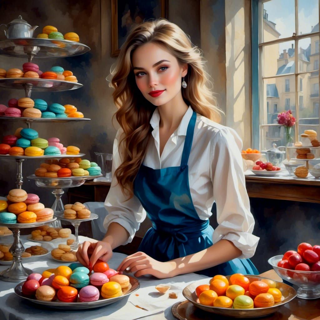 Pastry Chef Creates Macarons in Colourful Paris Patisserie