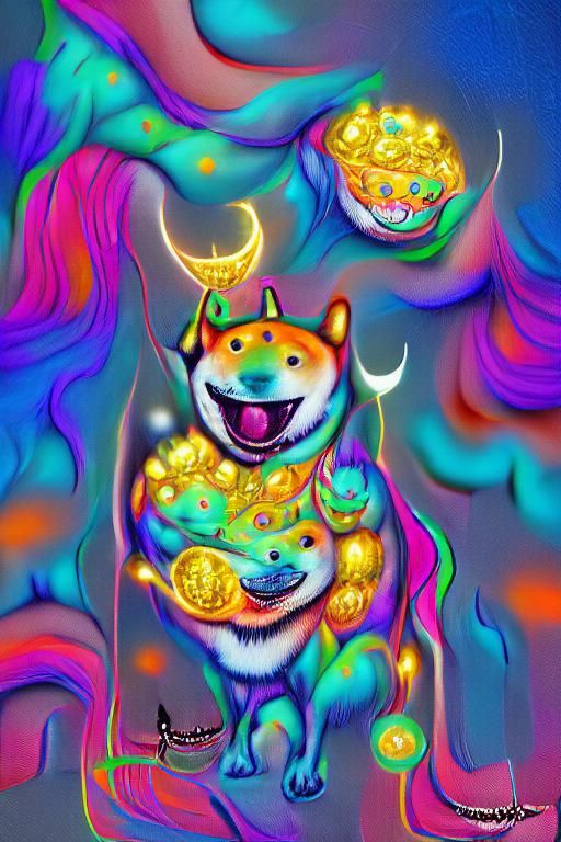 Shiba Inu Deity of Prosperity: Digital Rendering