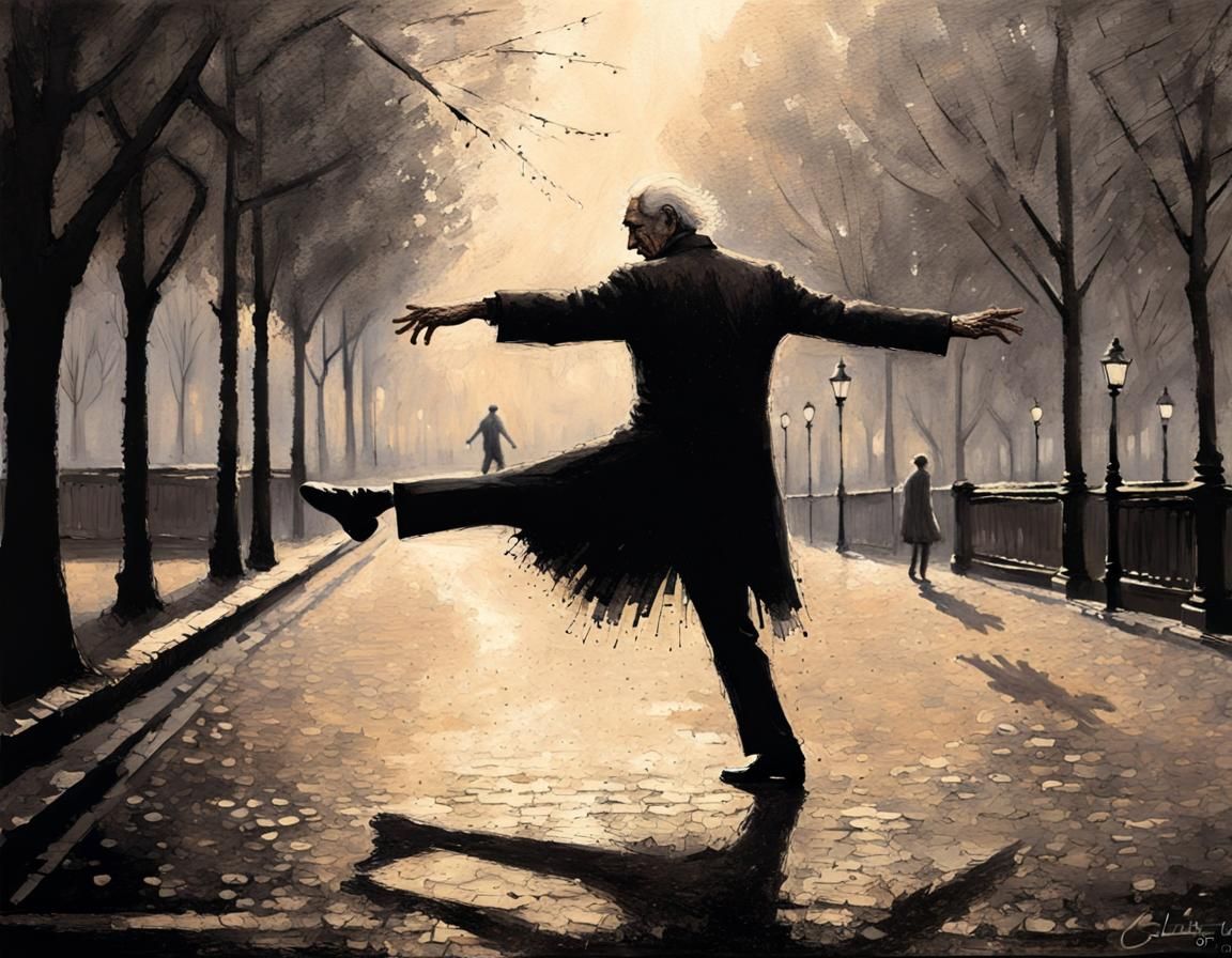 Ballet in Paris: Chiaroscuro Pointillist Painting