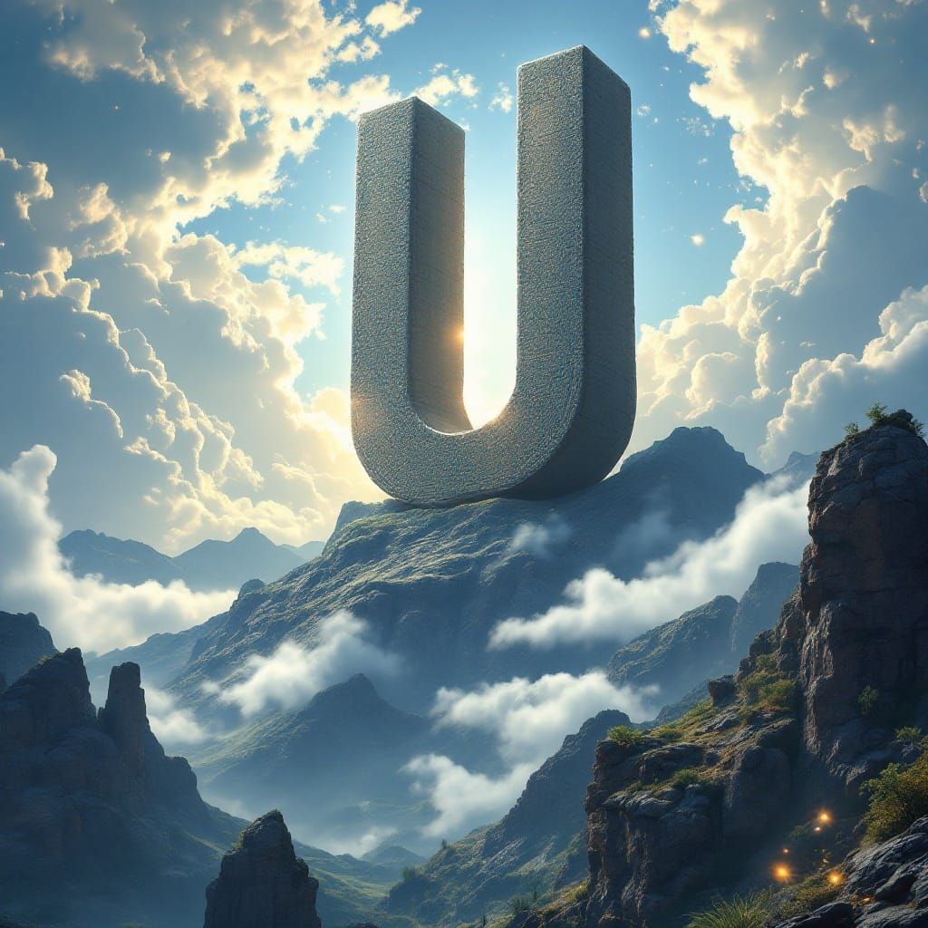 Majestic Stone Monolith Amidst Breathtaking Valley and Cerul...