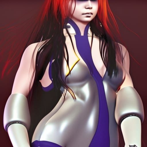 Fire Goddess Warrior in Horror Manga Style