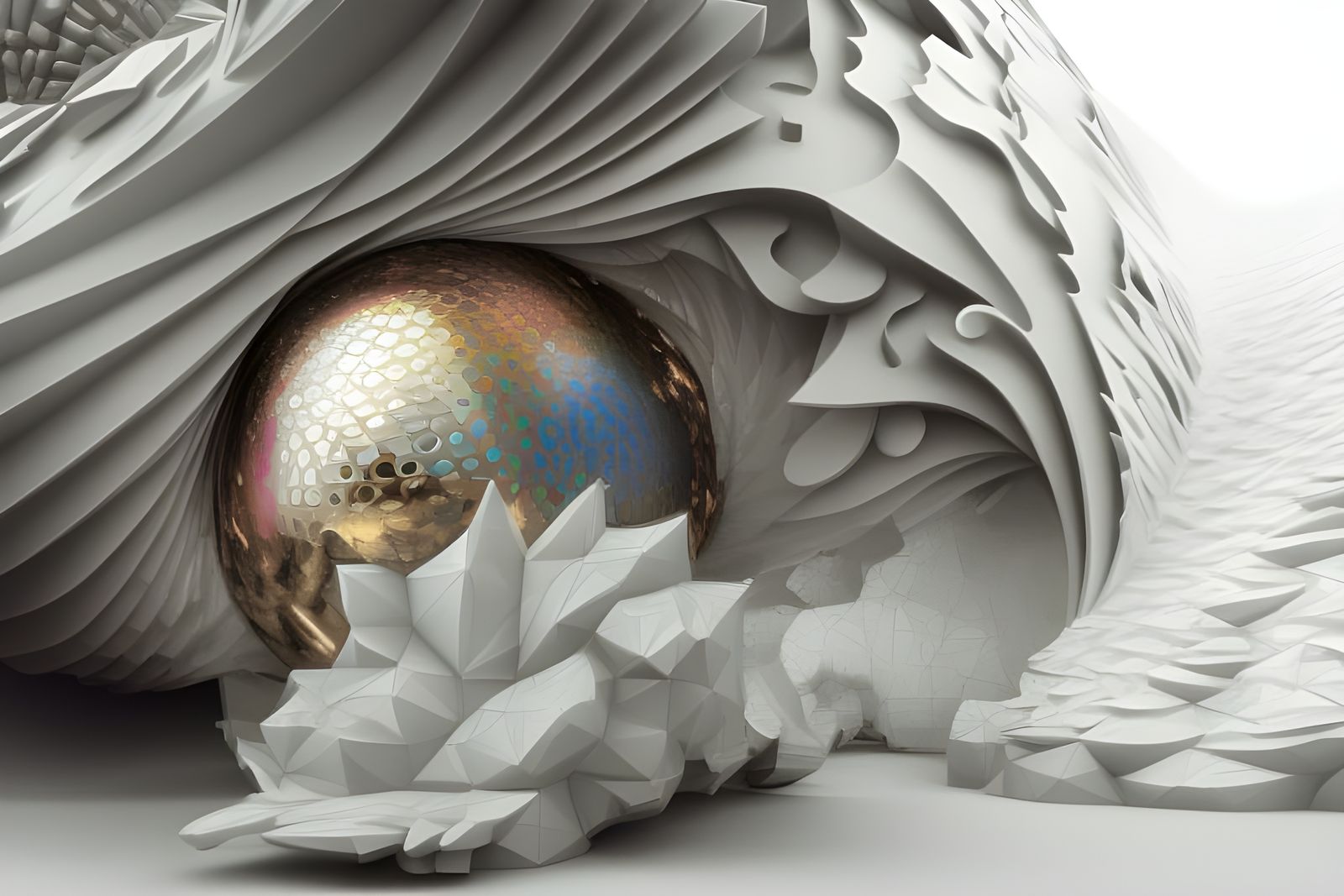 Intricate Geometric Abstract in Polychromatic 3D Render