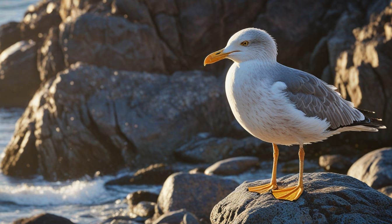 Yellow-Footed Gull Splash Art Concept in Dramatic Lighting