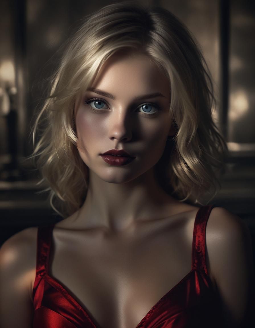 Beautiful swedish woman between shadow and light