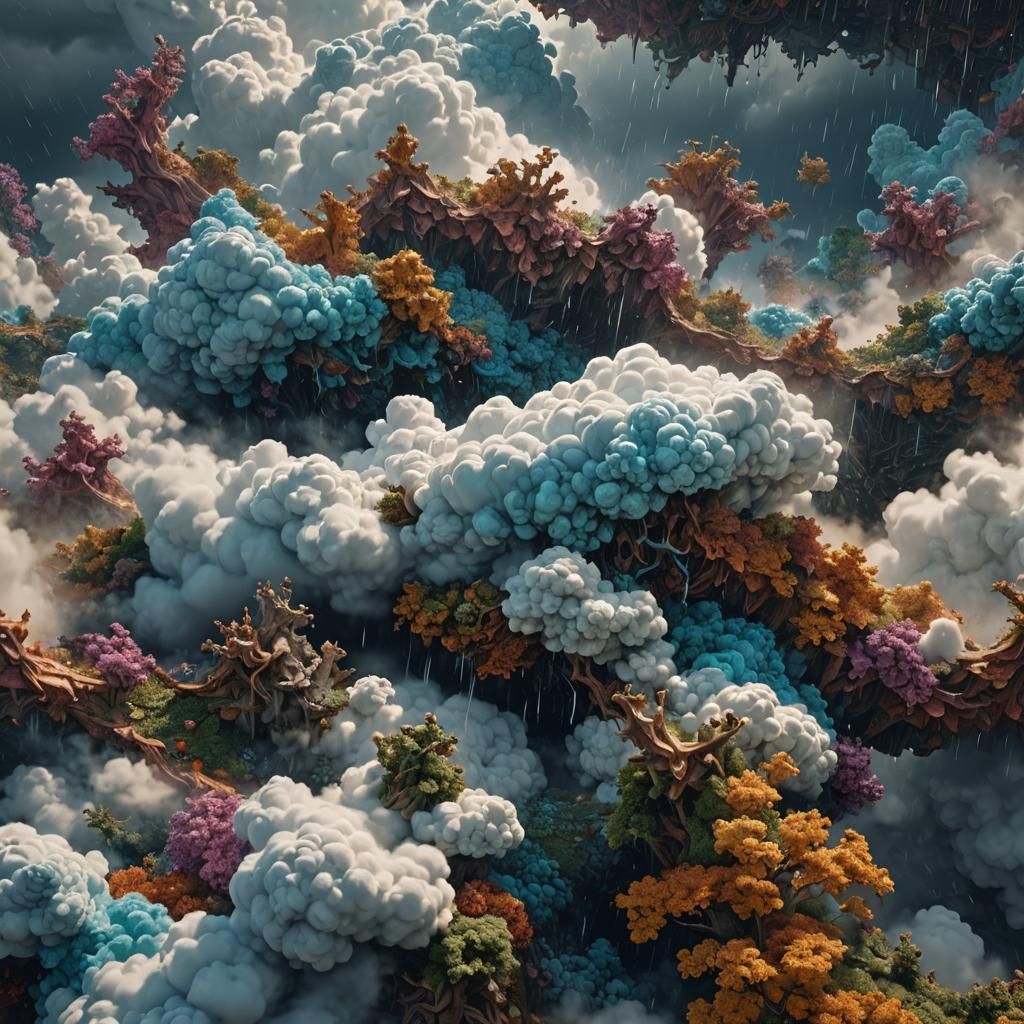 Fractal Cloudscape: Detailed Matte Painting in Fantasy Art