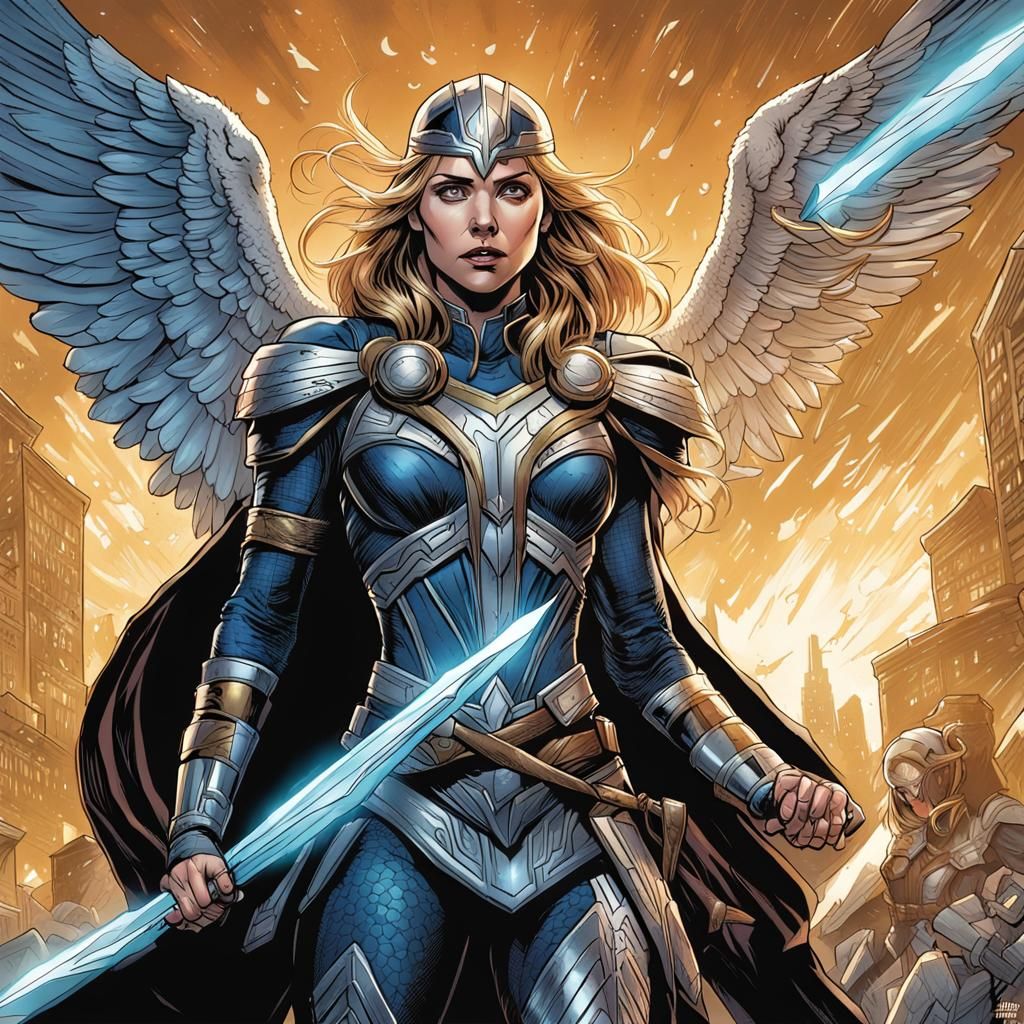 Elizabeth Olsen as Valkyrie in Comic Book Art