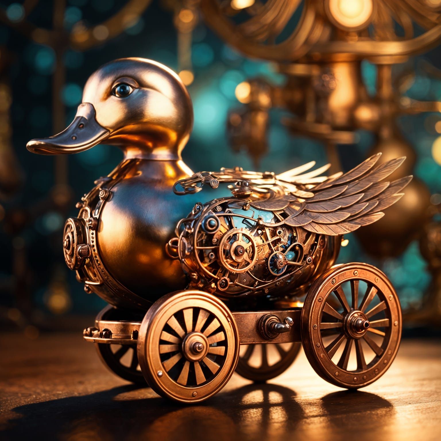 Clockwork Duck Toy with Metallic Feathers
