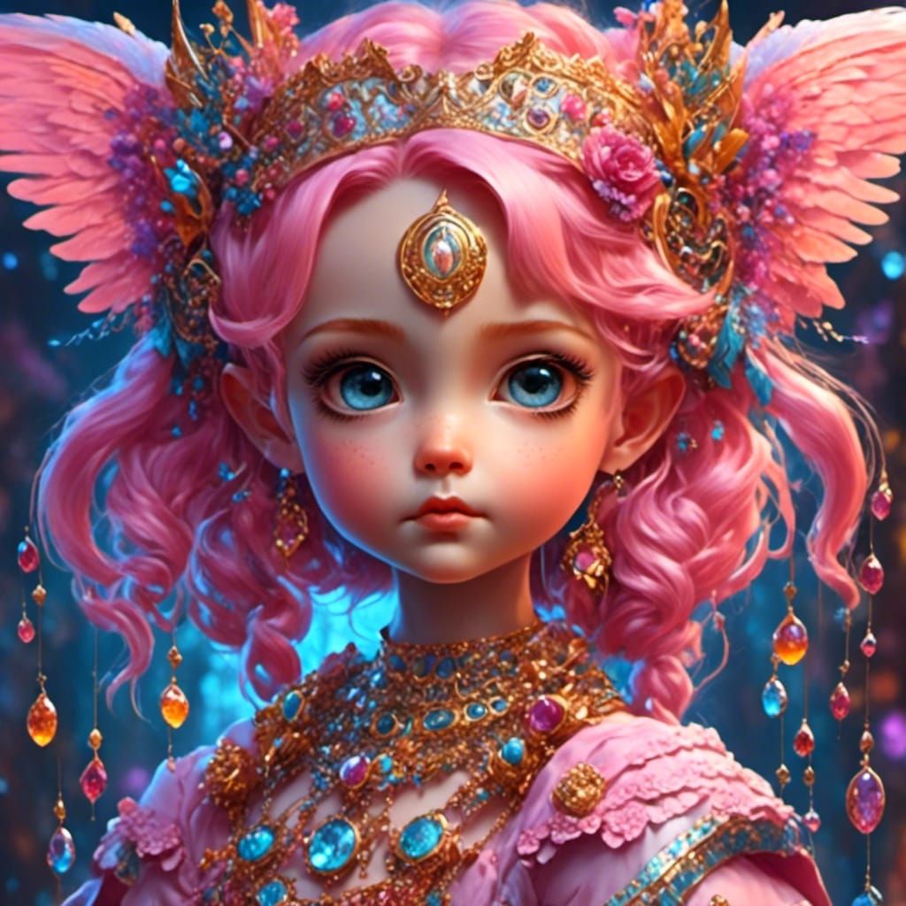 Chibi Cyberpunk Fairy and Magical Kitsune