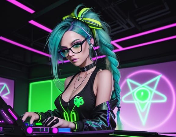 Futuristic DJ in Cyberpunk Style
