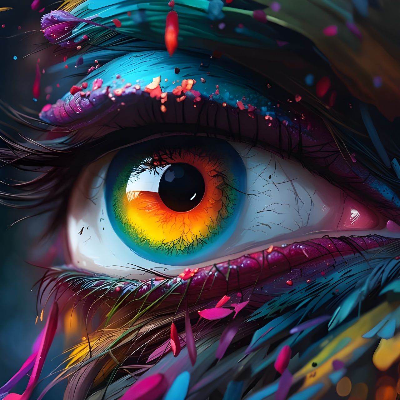 Colorful Eye Painting in Hyperdetailed Fantasy Art Style