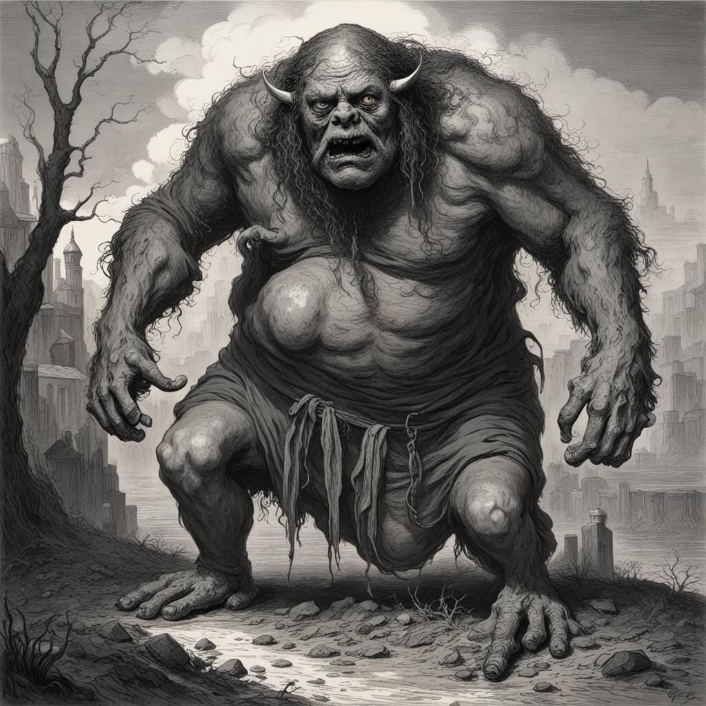 Hunchback hippie monster