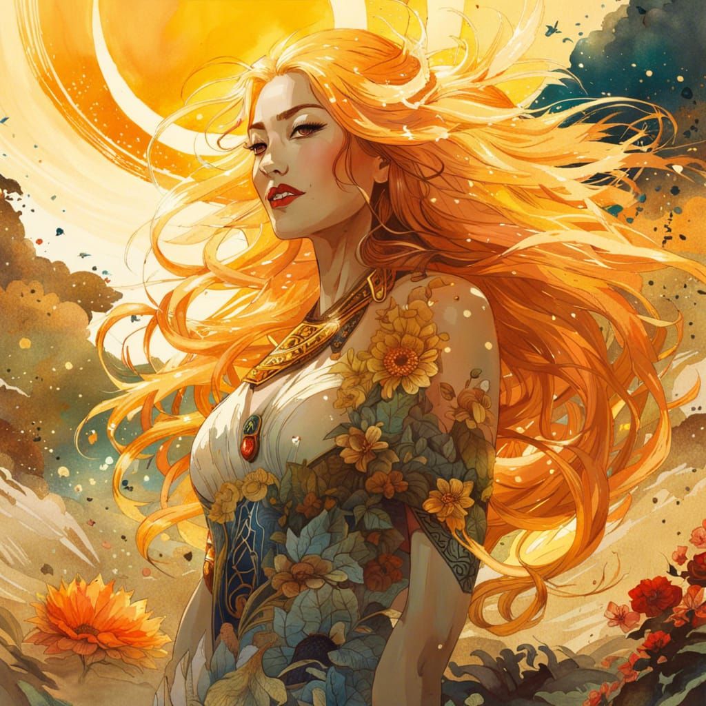 Fierce Sun Goddess Smiling With Grin of Superiority