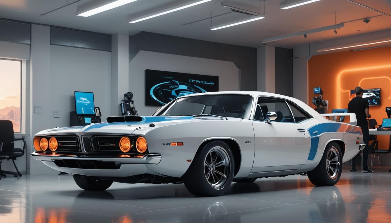 Futuristic 2025 Barracuda in a Luxurious Showroom