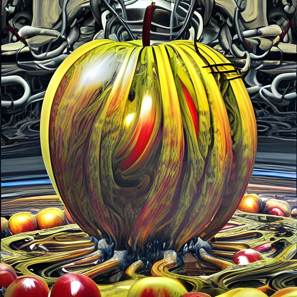 Translucent Apple Swelling with Black Poison: Surreal Painti...