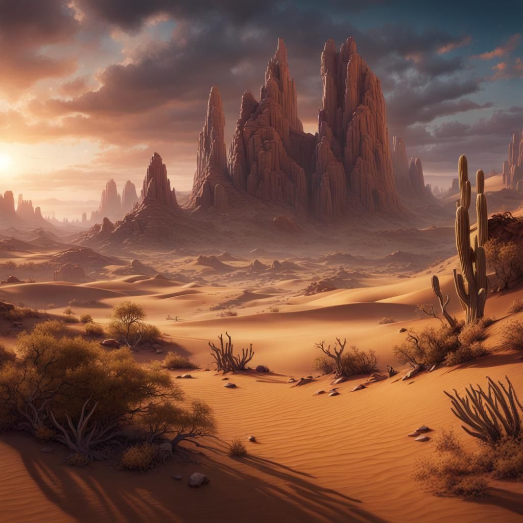 Fantastical Desert Landscape in Detailed Matte Painting