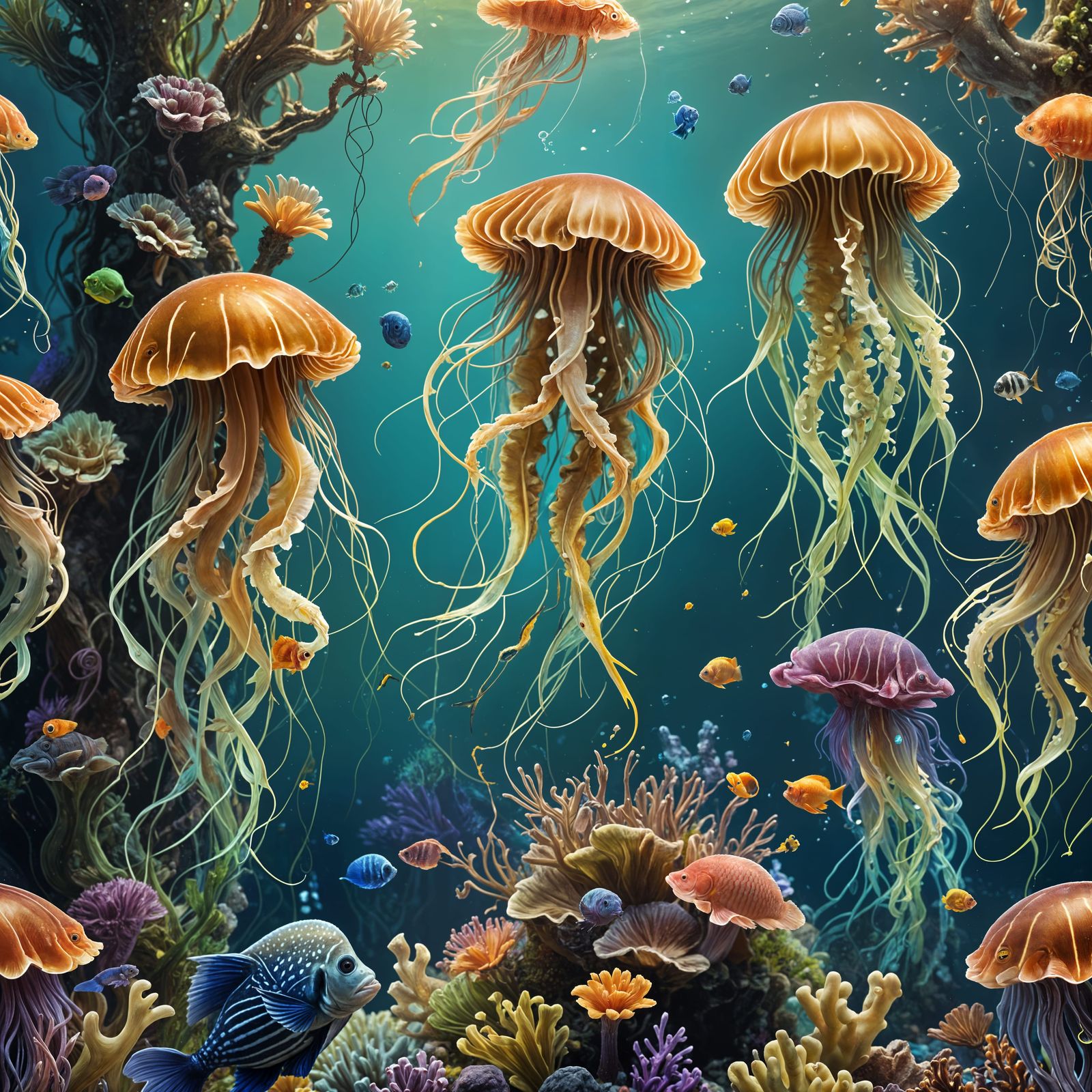 Vibrant Colorful Fish Aquarium, Detailed Matte Painting