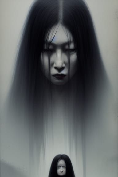 Ominous Portrait Inspired by Japanese Horror Movies