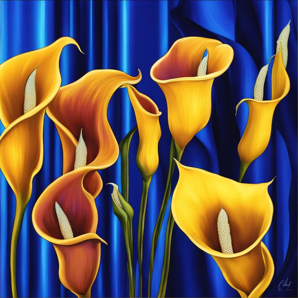Electric Blue Calla Lilies at Sunset