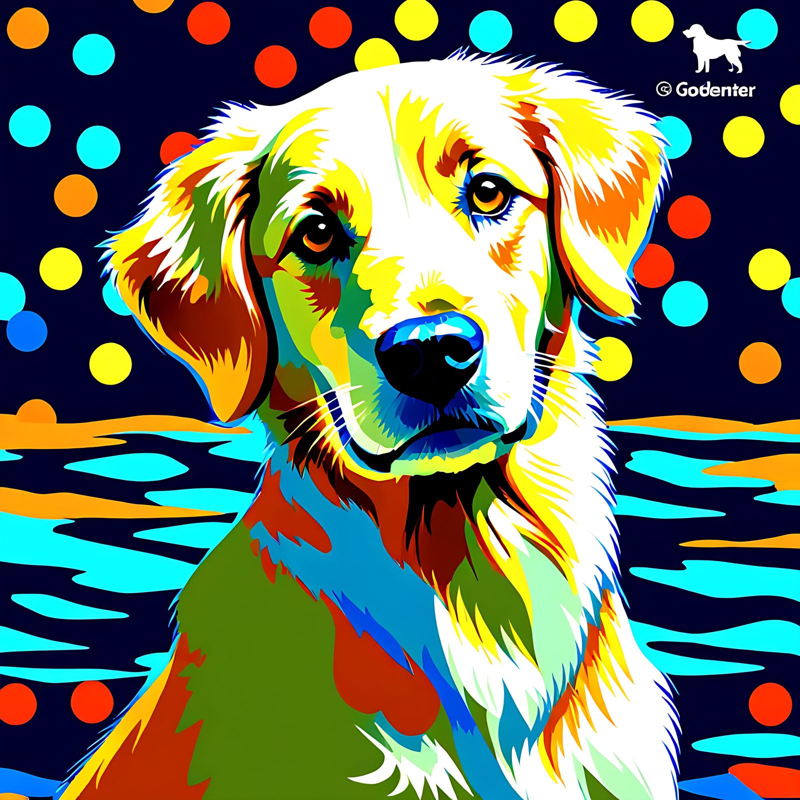 Golden Retriever in WPAP Pop Art Style