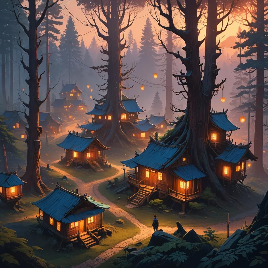 Forest Tribe Village in Glowing Ancient Woods