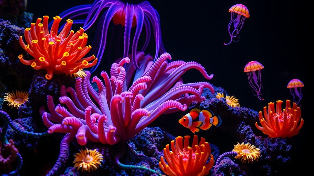 Bioluminescent Coral Reef in Dark Fantasy Style