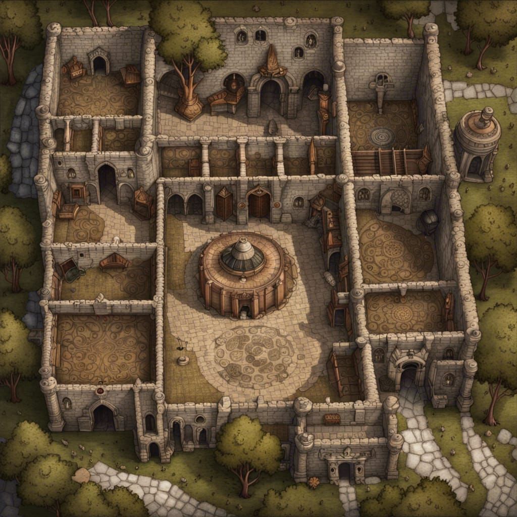 Cursed Monastery Battlemap for Dungeons and Dragons