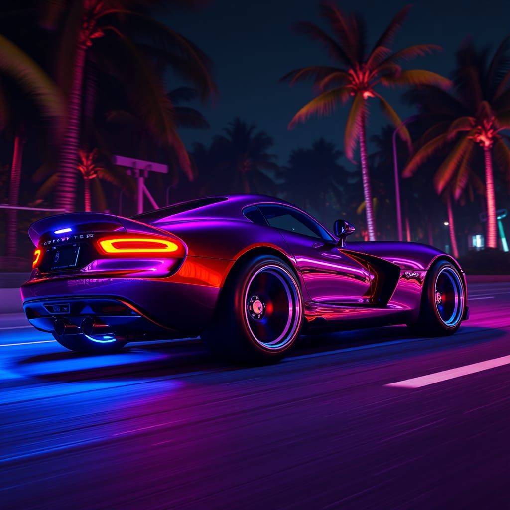 Sleek Chrome Viper with Bioluminescent Rims