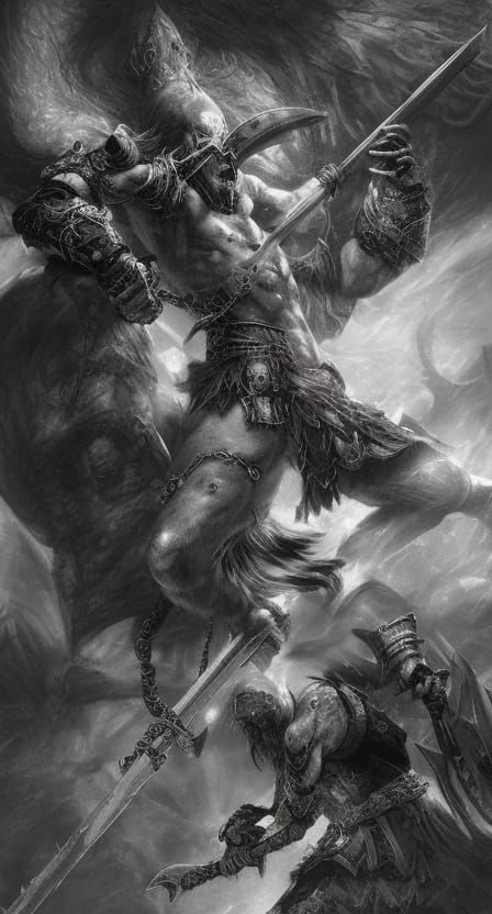 Epic Spectral Chain Barbarian Digital Matte Painting