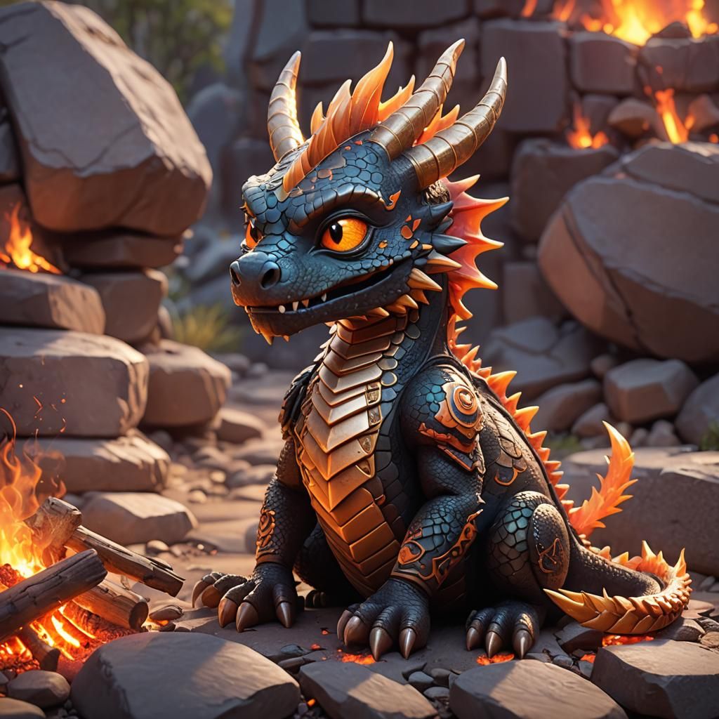 Chibi Tribal Dragon by Campfire: 3D Concept Art