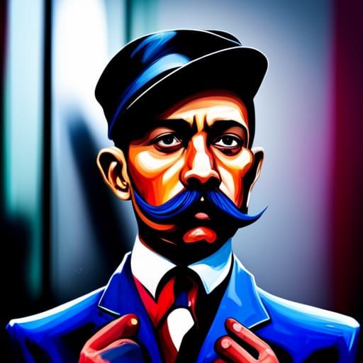 Loopy Manchu Mustache in Graffiti Art Style