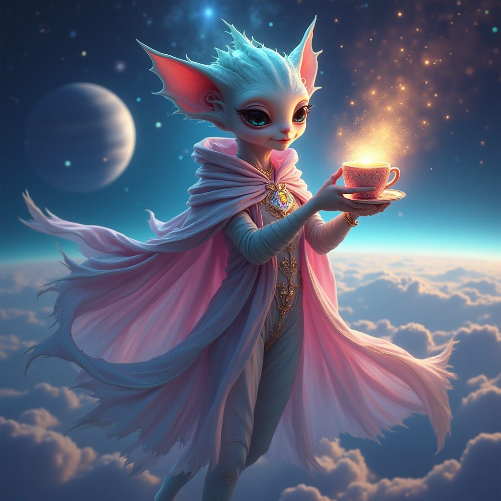 Ethereal Cosmic Dancer in Zero Gravity