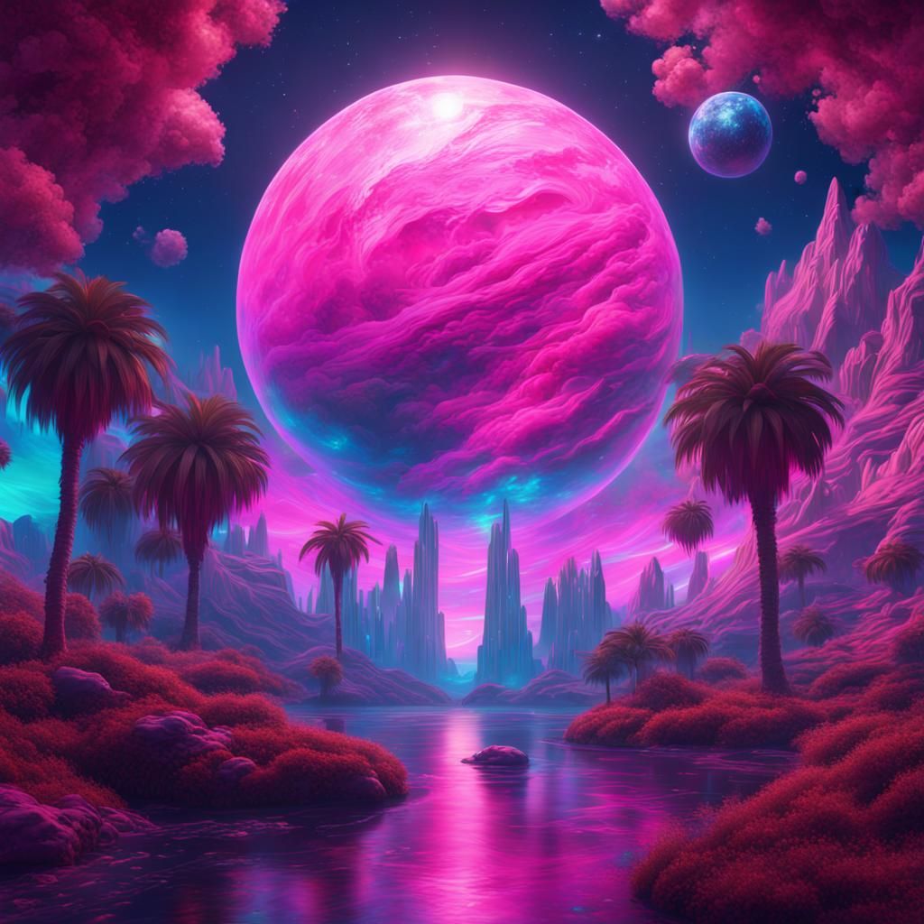 Vaporwave Universe: Celestial Energy in Vibrant Detail