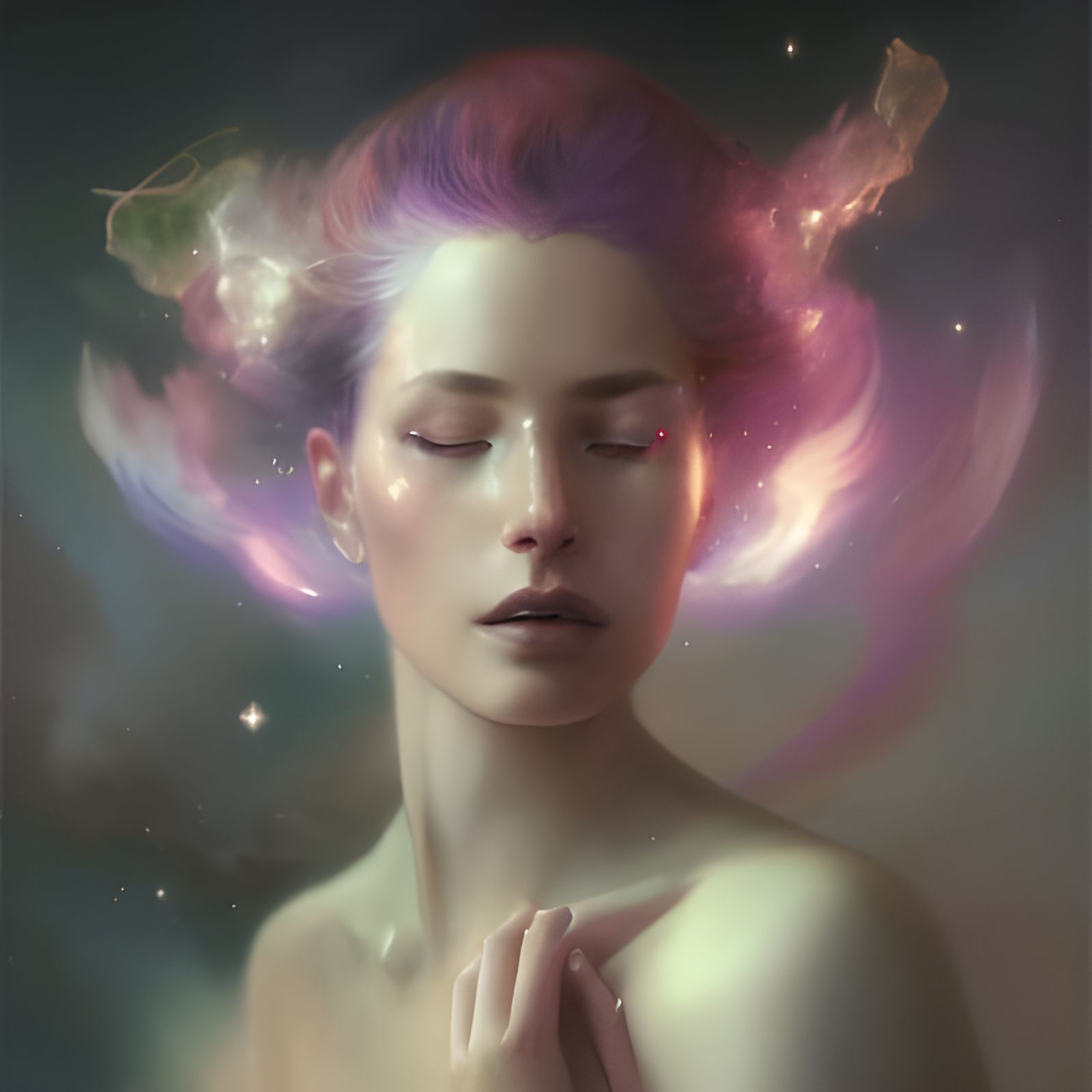 Star Queen Portrait with Nebulas in Deep Sky Photography