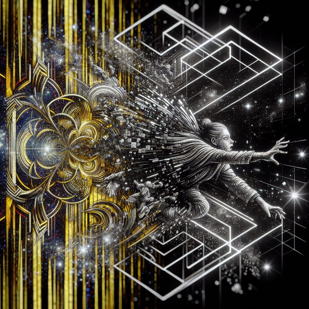 Woman's Desperate Escape from Cosmic Wallpaper