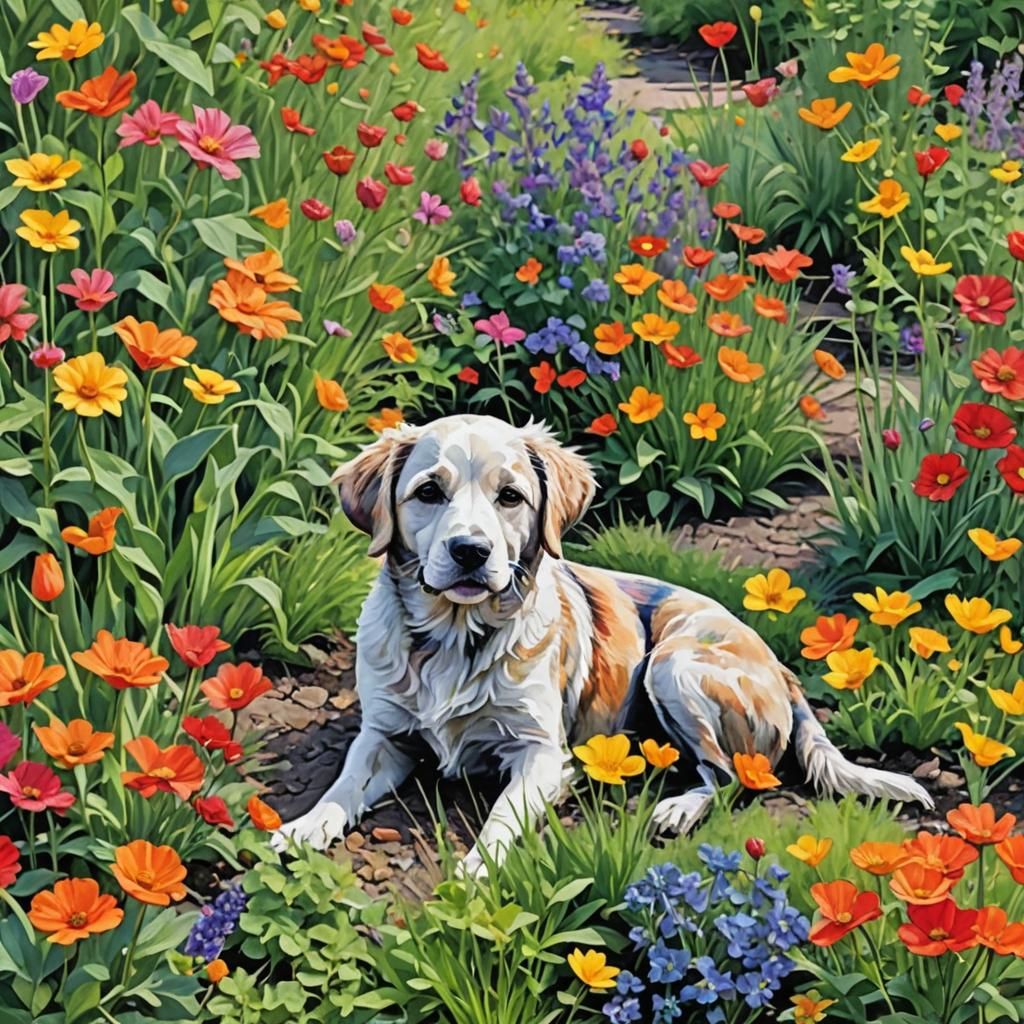 Dog's Unconditional Love in Nature's Therapy Garden