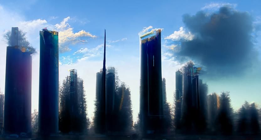 AI Generated Skyscrapers in Cityscape