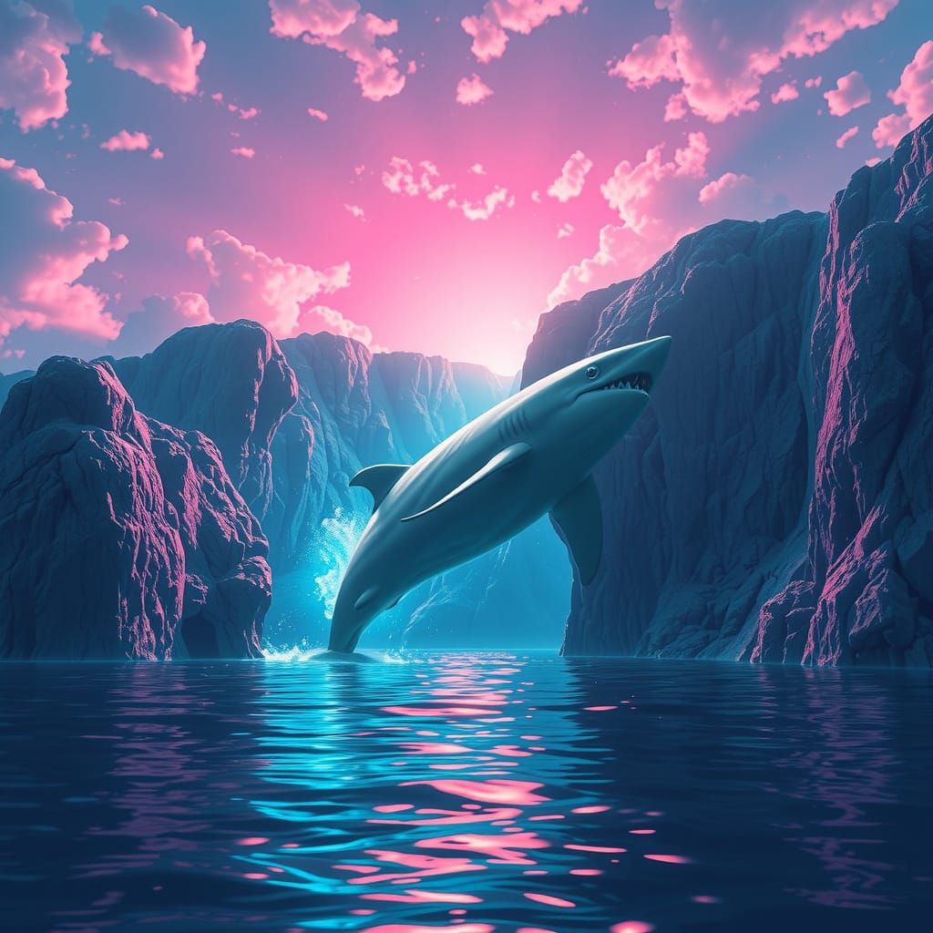 Great White Shark in Vibrant Coral Reef