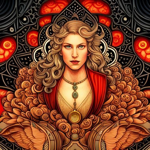 Esoteric Occult Geometric Carving in Maximalist Style